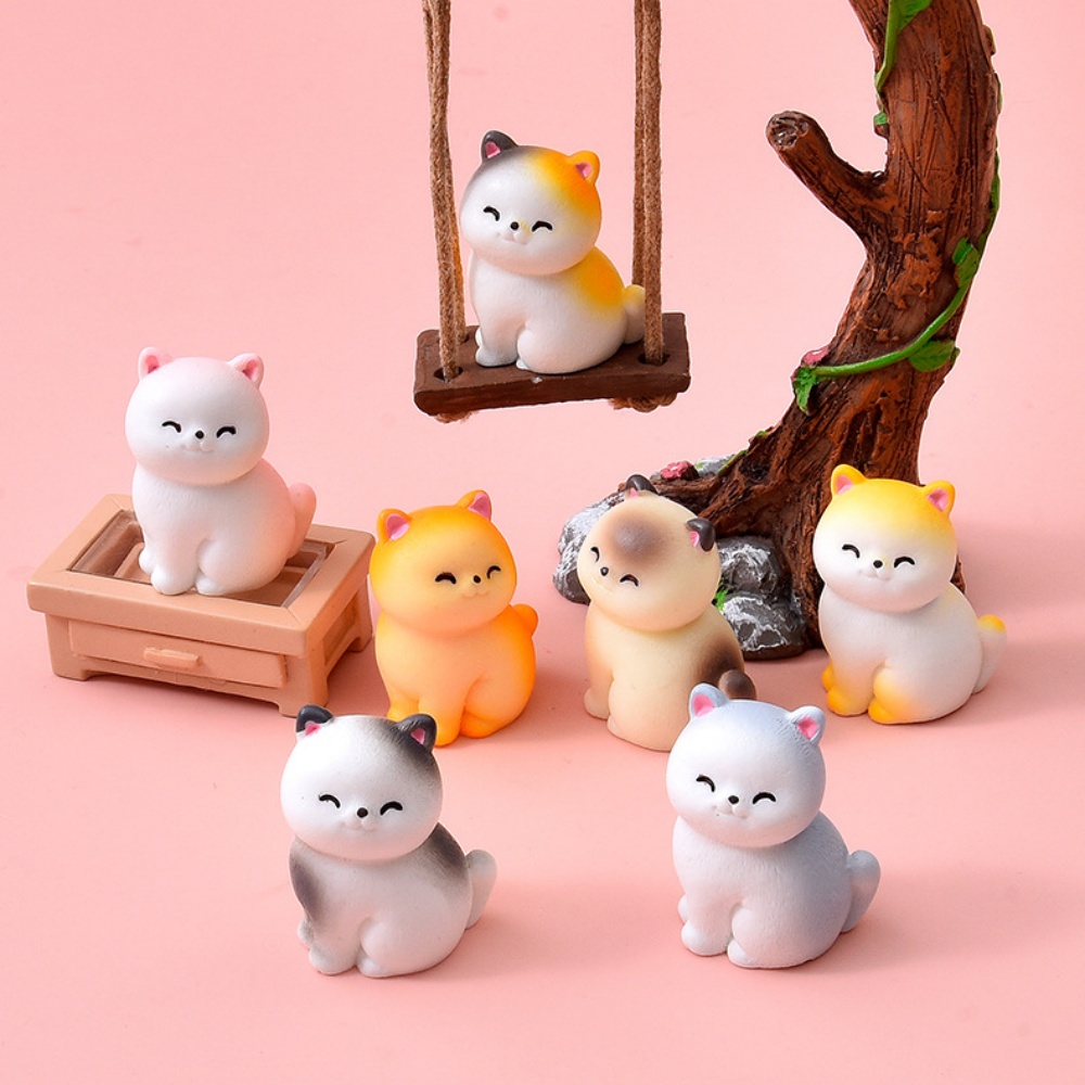 Bonsai Garden Gift - 8개 귀여운 웃는 고양이 작은 동물