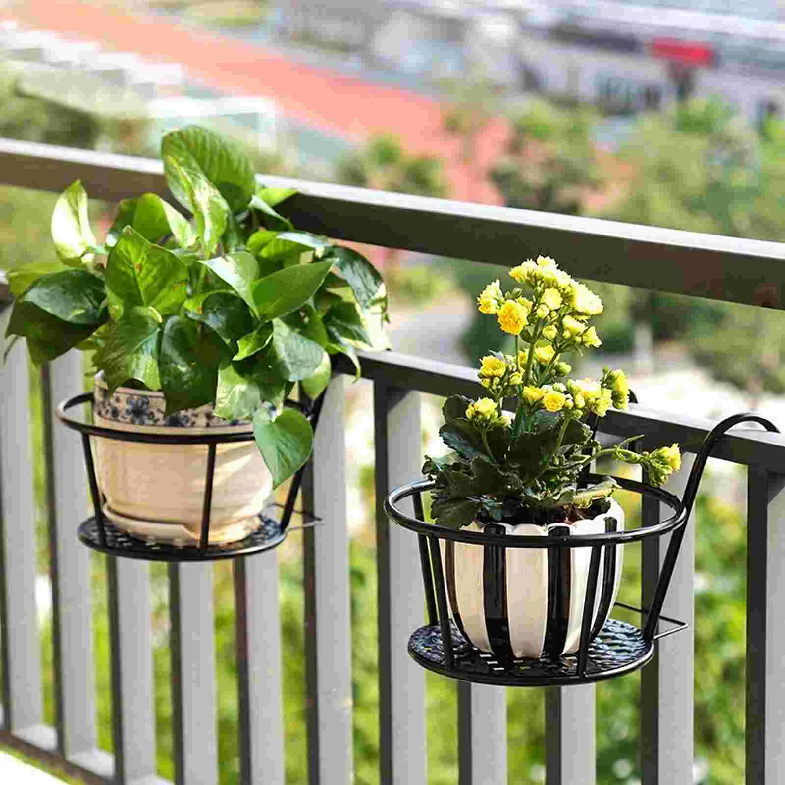 Bonsai Garden China - 2개 철제 화분 스탠드 벽걸이 발코니
