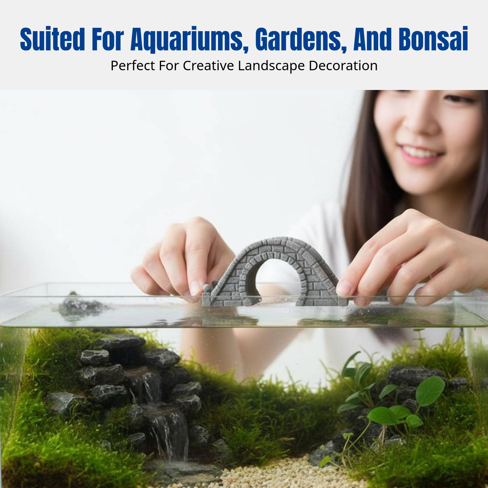 Bonsai Garden China - 레진 스톤 브리지 미니 풍경 장식,
