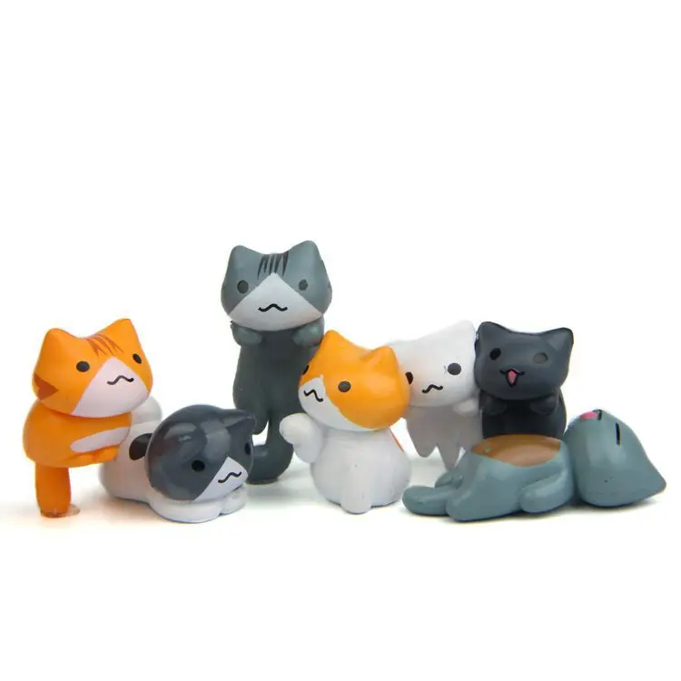 Japan Bonsai Garden - 6개/세트 만화 행운의 PVC 고양이 집