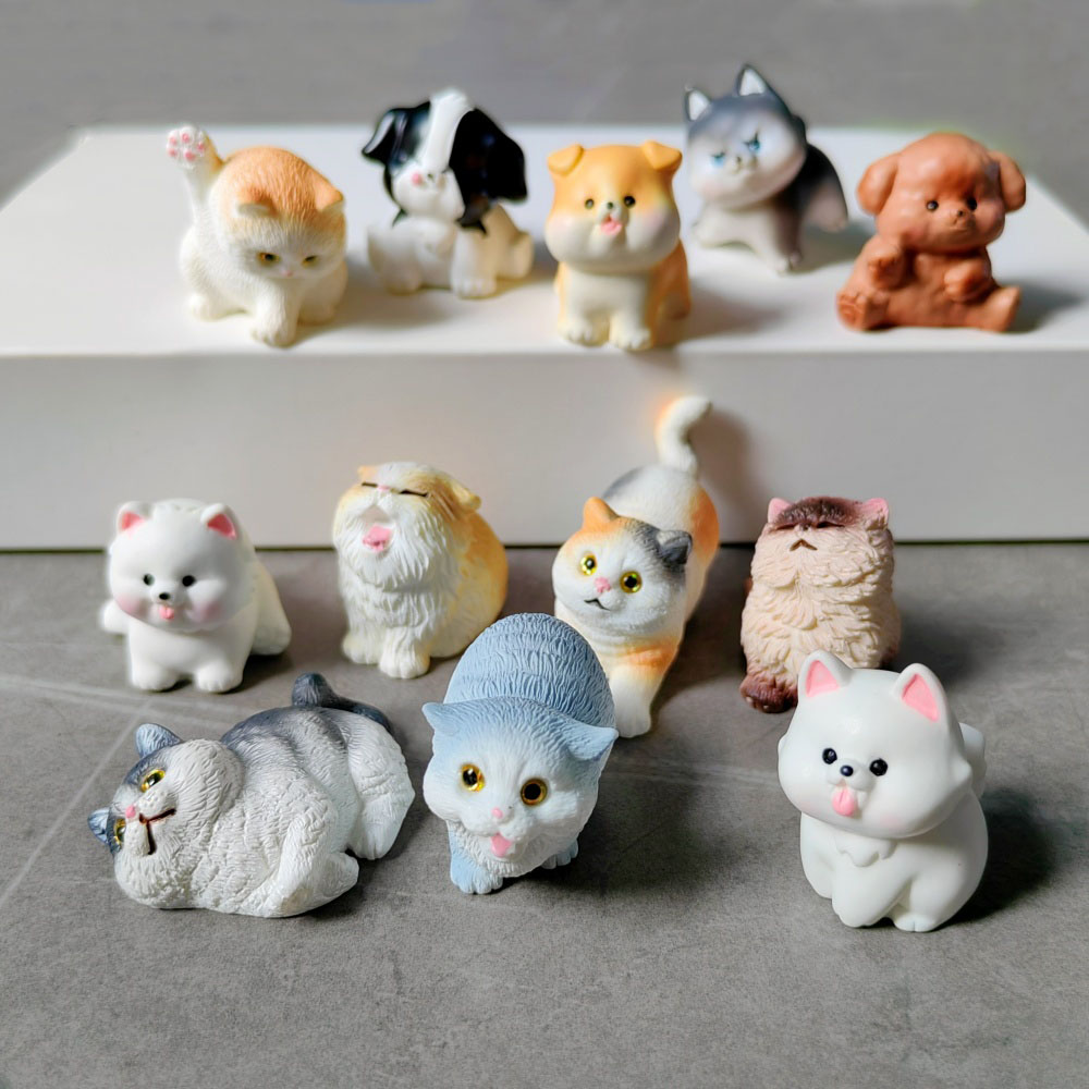 6pc 귀여운 고양이 개 세트 동물 선물 장식 수지 공 - Bonsai Garden Gift 리뷰 및 가격