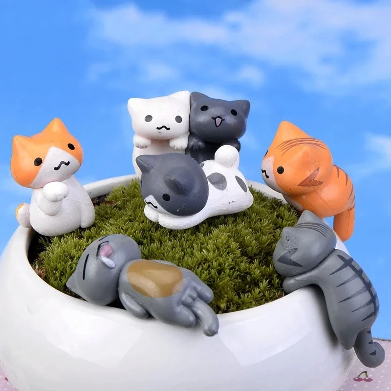 6개 세트 만화 행운의 고양이 홈 가든 분재 장식 미니 - Bonsai Garden Gift 리뷰 및 가격