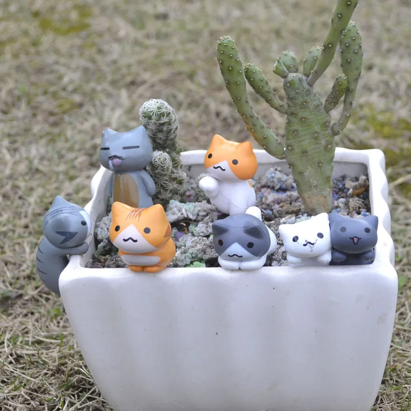 6개 세트 만화 행운의 고양이 홈 가든 분재 장식 미니 - Bonsai Garden Gift 리뷰 및 가격